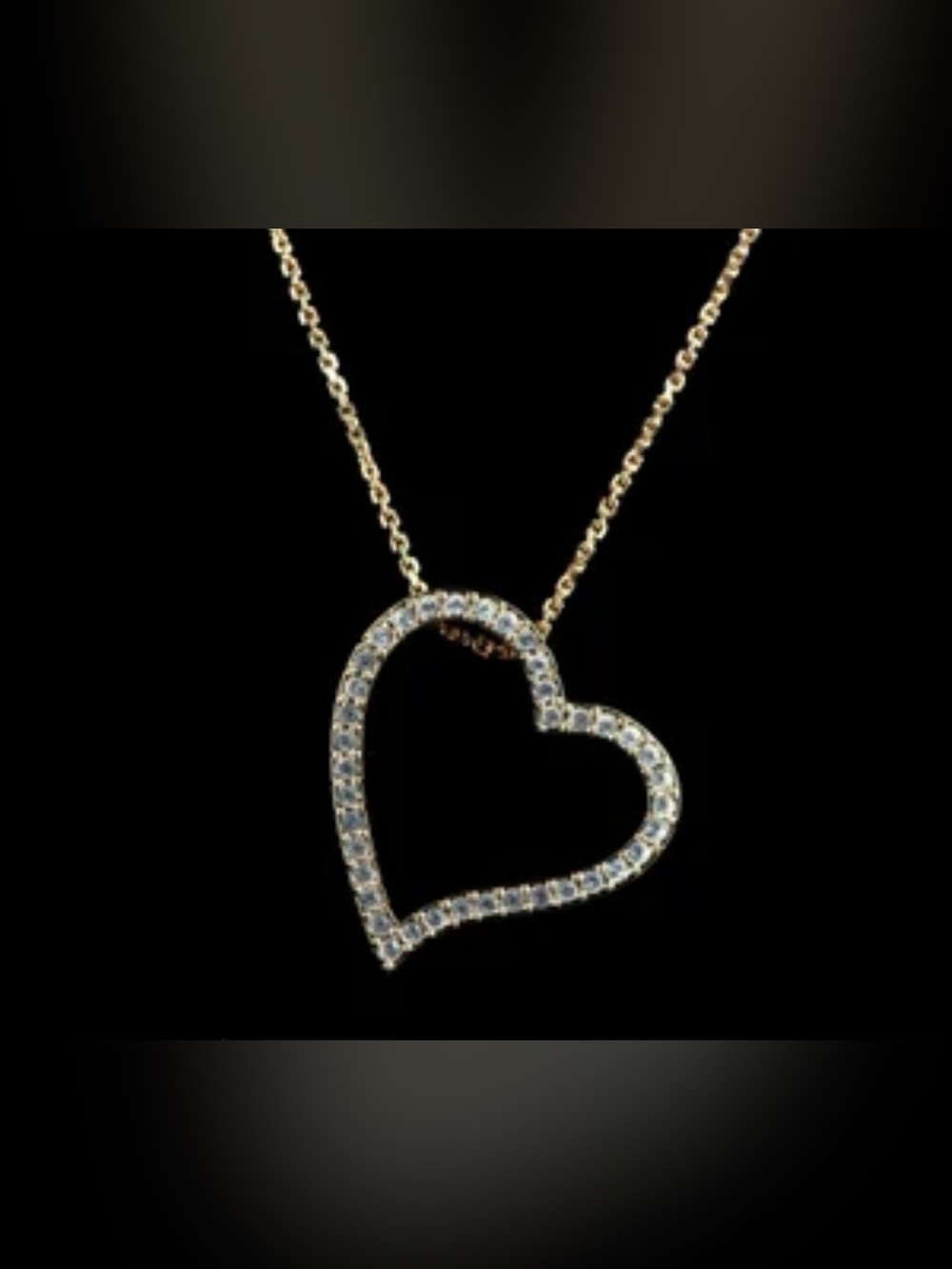 Swarovski Silver Tone Pave Crystal Heart Necklace